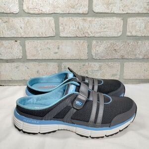 Skechers Sport Flex Comfort Shoes Slip On Mules Women 9 Gray Blue Casual